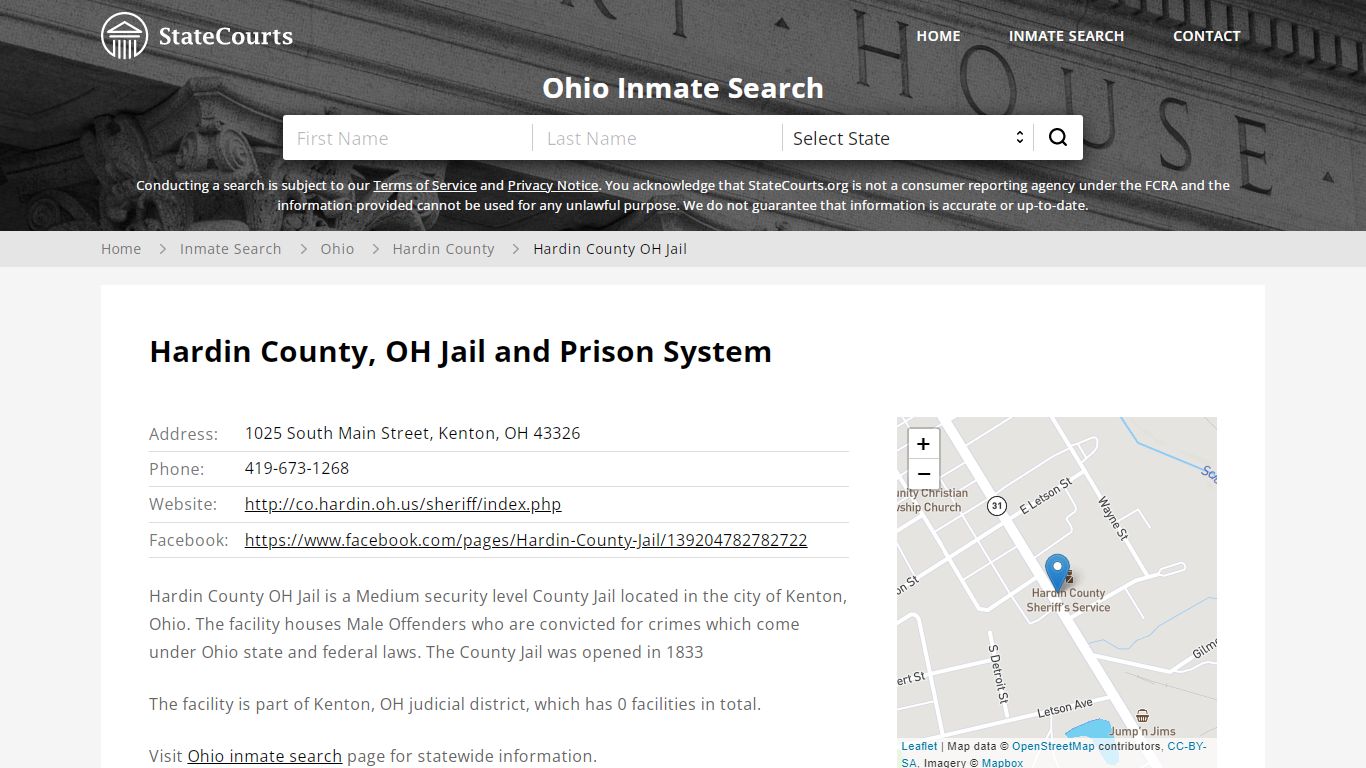 Hardin County OH Jail Inmate Records Search, Ohio - StateCourts